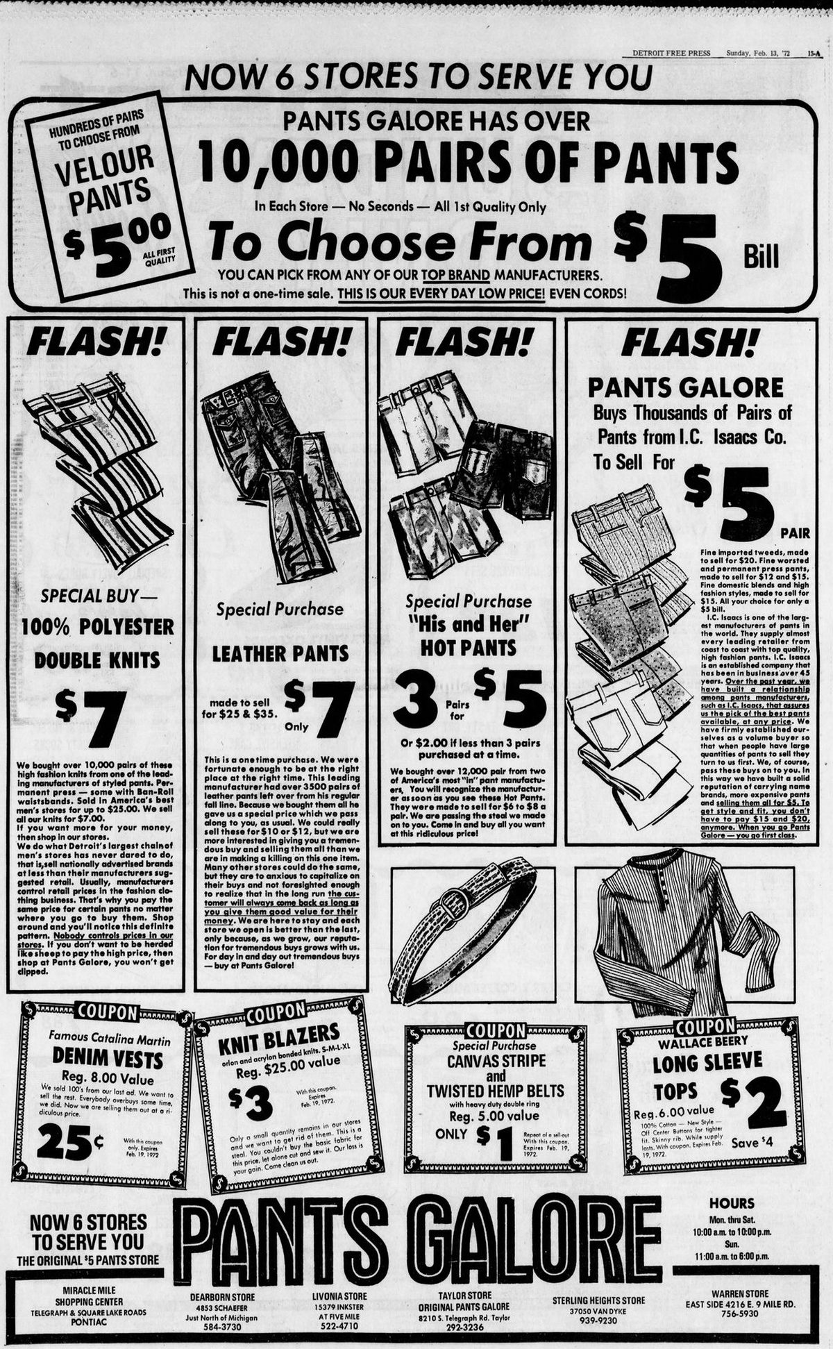 Pants Galore - Frb 1972 Full Page Ad With Store Locations (newer photo)